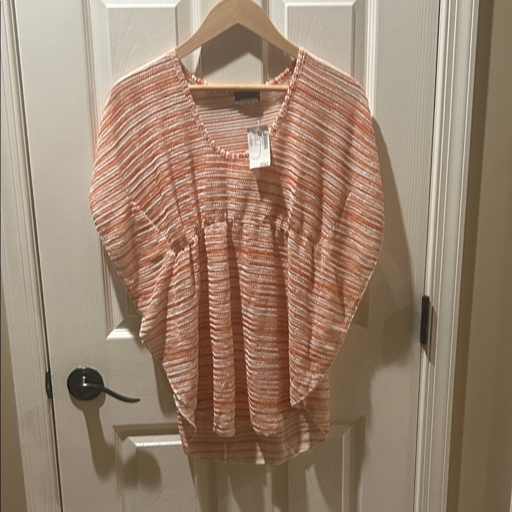 Striped Orange and White Swim Coverup